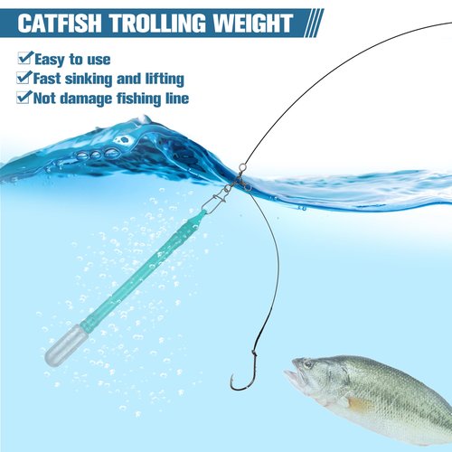 Dragging Weights Dragging Sinkers Catfish Trolling Weight Catfish Sinker Weight with Plastic Pipe Fishing Snaps Clips for Trolling Drift Bottom Bouncing Catfishing Tackle Gear (2OZ-4PCS)