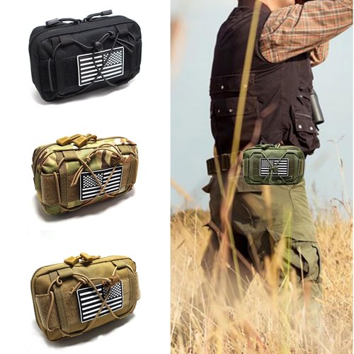 Tactical Molle Admin Pouch Compact Utility EDC Tool Bag with Shoulder Strap Portable Fanny Waist Pack Belt Waist Pouches Bag for Tactical Accessories (Black)