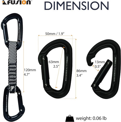 Fusion Climb 4-Pack 12cm Tactical Military Rescue Quickdraw Set with Contigua Straight Gate Black/Contigua Straight Gate Black Carabiners