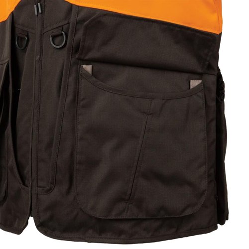 Beretta Men's Command Pro Durable Water-Resistant Front-Load Capable Upland Hunting Vest with Game Bag & Front Cargo Pockets, Brown Bark & Orange, X-Large