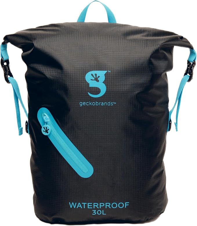 geckobrands Lightweight 30L Waterproof Backpack - Lightweight Watertight Outdoor Bag Hiking Traveling Light Water Activities