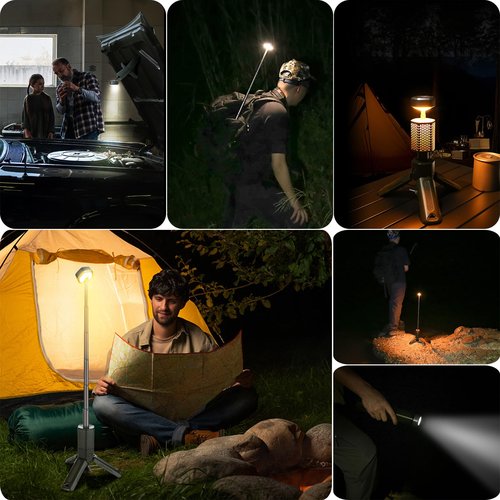ISUNMEA Camping Lantern Telescopic, Portable Collapsible Magnetic Camping Lamp w/ 10500mAh, IPX7 Waterproof Rechargeable Flashlight, Foldable Camping Light for Hiking, Camping, Emergency, Fishing