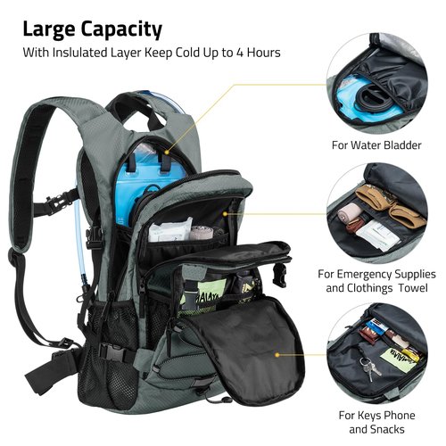 CVLIFE Hydration Backpack with 3L Water Bladder, Hiking Water Backpack for Men Women, Lightweight Hydro Hydration Pack Lightweight Insulation Water Bag for Running, Cycling Rave and Biking, Grey