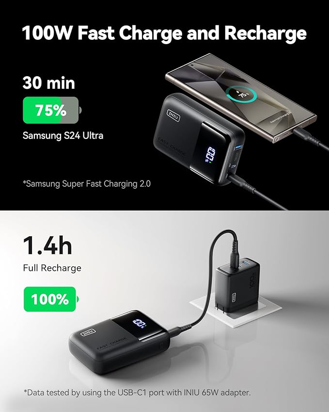 INIU Power Bank, 25000mAh 100W High Capacity Laptop & Phone Portable Charger, Fast Charging Flight Cruise Ship Family Essentials Traveling Powerbank for College Students Teen Boys Girls, Yellow
