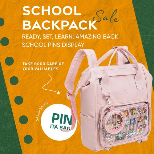 ZAROXOXS Kawaii Pin Collector Bag Ita Bag Pins Display Backpack JK with Inserts for Anime Cosplay Casual Daypacks