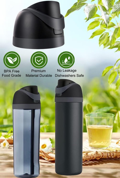 Replacement Cap Lid for Owala Freesip Bottle, for Owala Cup 16oz 24oz 32oz 40oz, 25 oz clear Tritan Plastic Water Bottles, One Button Water Bottle Top Replacement Accessories, Black