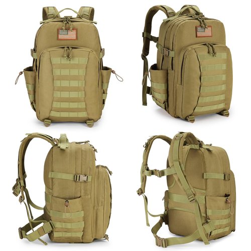CVLIFE Tactical Backpack for Men Military Army Backpack 40L Large Molle Army Assault Pack Bug out Bag Tactical Military Survival Rucksack for Hiking, Hunting, Travel, Fishing, Camping, Tan
