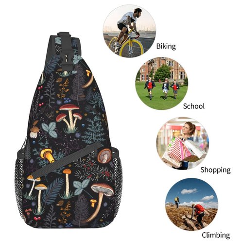 Vasietrng Mushroom Gifts Mushroom Backpack Crossbody Bag Sling Bag for Women Men Travel Hiking Daypack Chest Shoulder