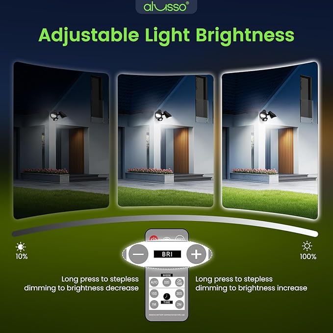 ALUSSO® LED Security Lights Motion Sensor, 25W 2000LM Flood Lights Outdoor Motion Sensor with Remote, Dimmable Brightness 3000K-6500K CCT IP65 Security Light ETL Listed for House Garage Yard 1 Pack