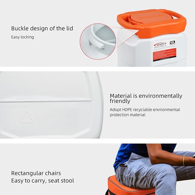 SEAFLO Waterproof Storage Bins with Lid for Marine, RV, Storage, Kayak, Camping 2.64 Gal / 10 L