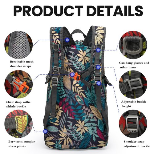 CHAOHUO Lightweight Hiking Camping Beach Sports Backpack Lightweight Day Bag Small Travel Outdoor Foldable Backpack (Blue)