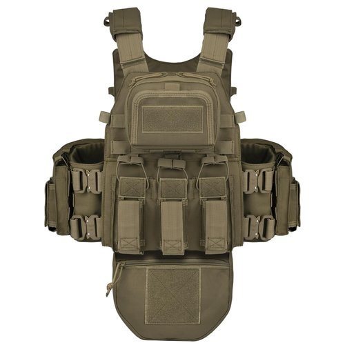 YAKEDA Tactical Training Vest with PALS System - Multi-Pocket Adjustable Straps Quick-Release Buckle for Hunting (US, Alpha, One Size, Regular, Regular, Tan)
