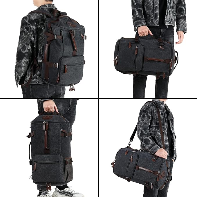 Gym Duffle Bag Backpack 4-Way Vintage canvas with Shoes Compartment for travel Sport Hiking laptop (Vintage grey) “X-Large
