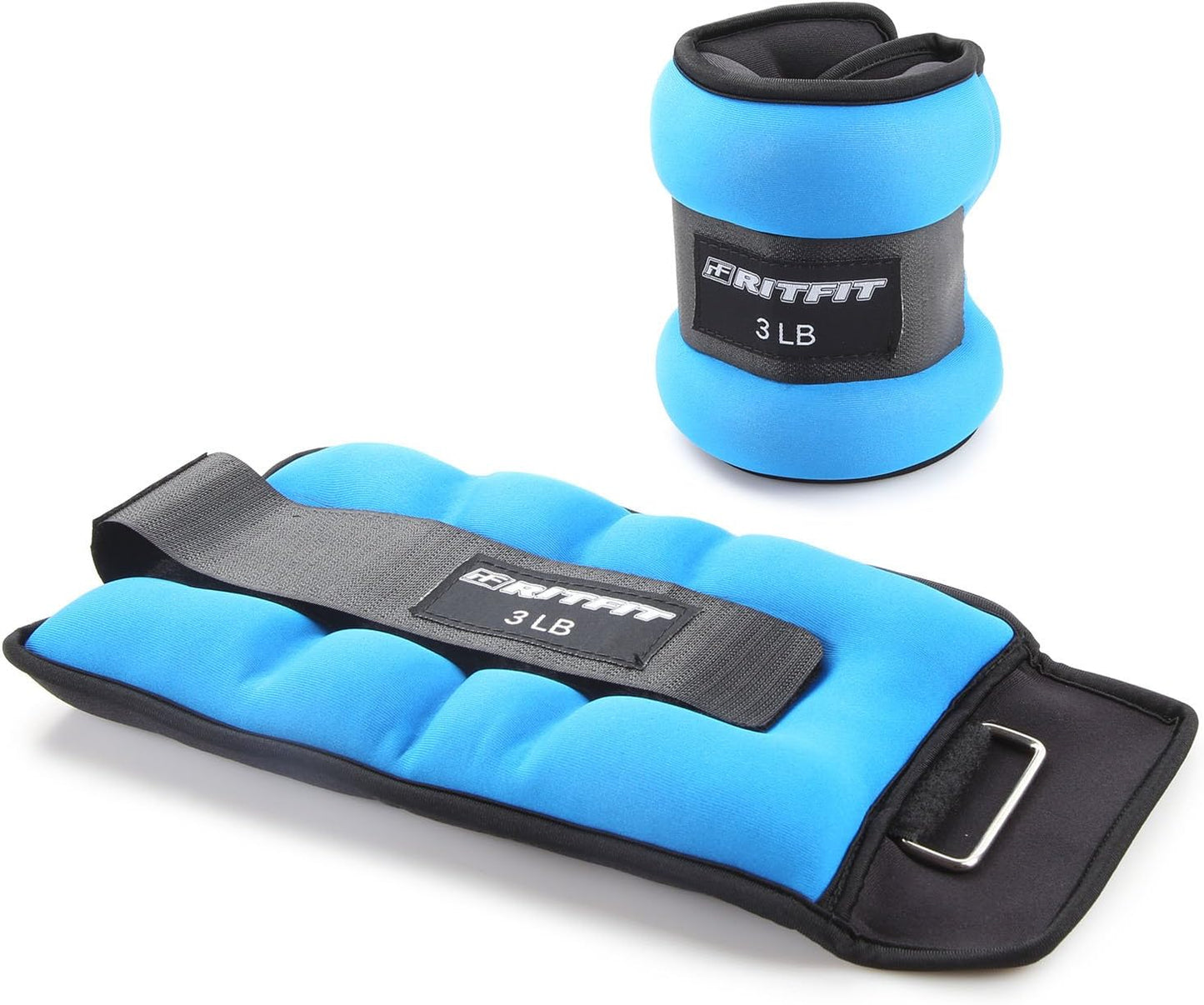 RitFit Ankle Wrist Weights (1 Pair) 1 1.5 2 3 4 5 LB Each with Fully Adjustable Strap for Arm, Hand & Leg - Best for Walking, Jogging, Gymnastics, Aerobics