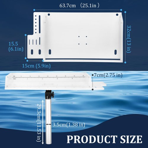 Boat Cutting Board 25.1" x 13", Bait Board/Fillet Table with Separate Tool Slots, 360° Adjustable Fishing Fillet Table, Extended Boat Fish Cleaning Table with Scale(Fish pad +2 fish hooks)