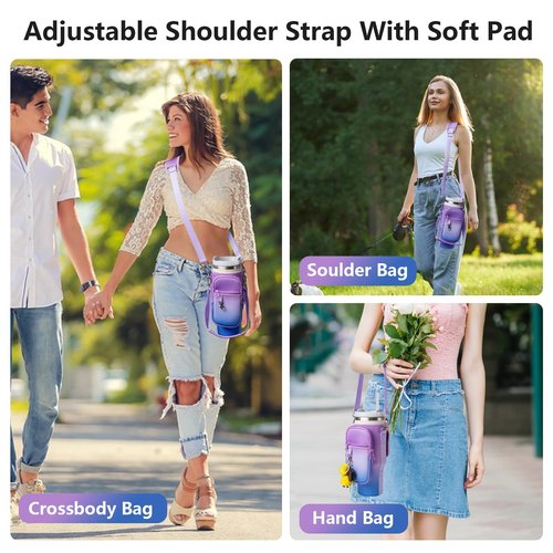 linmaya Water Bottle Carrier Bag with Phone Pocket for Stanley Cup 40/30oz,Insulated Neoprene Water Bottle Holder Cross-Body Carrier Bag with Adjustable Shoulder & Handheld Strap (Black Paw, 30oz)