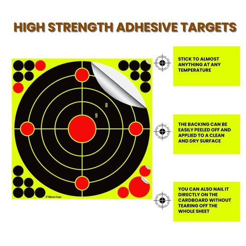 Lipulacer 12x12 inch Splatter Targets, Adhesive Shooting Targets Stickers Bullseye Bright Yellow Splash Effect for Rifles, Airsoft, Pistols, Pellet Guns, BB Guns(20PACK)