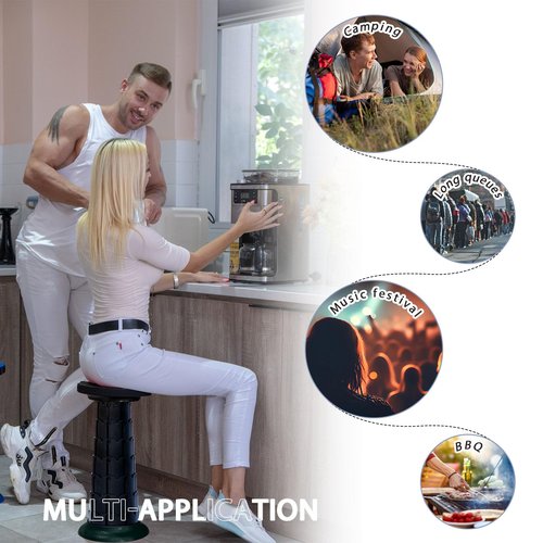 Spisces Telescopic Stool,20.4" Portable Seat, Collapsible Chair with Carabiner for Camping/Fishing/Hiking/BBQ/Music Festival - Max Capacity 770lbs