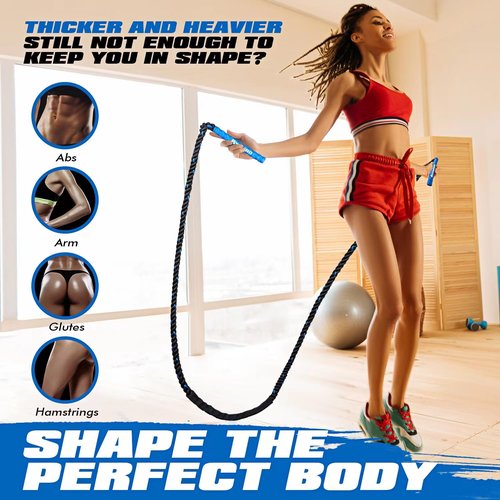 Ayombo Jump Rope, Home Gym Weighted Jump Rope, 1.5lb Heavy Jumprope for Men Women kids, Workout Equipment Accessories for Exercise,Improve Speed and Training Muscle, Full Body Exercise at Home