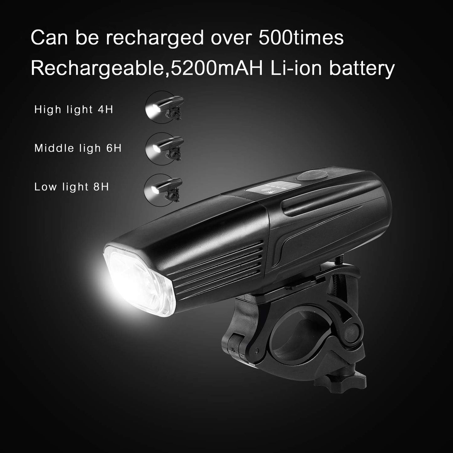 Yosky USB Rechargeable Bike Light Set - EVO 5400mAh Smart Bike Headlight and Tail Light - Super Bright Bike Light Front and Back for Adults Kids Men Women Night Riding
