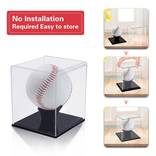 Baseball Display Case, Acrylic Baseball Case for Display, UV Protected Baseball Display Cube, Autographed Baseball Clear Display Case -4pack for Official Size Ball