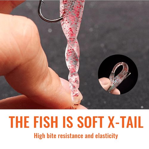 10 Pcs Pre-Rigged Jig Head Soft Fishing Lures kit, Flexible X-Tail Soft Plastic Swimbaits Special Tail Fishing Bait for Bass Trout Fishing for Freshwater Saltwater