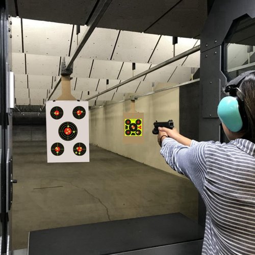 Splatter Targets Stickers - Self Adhesive Shooting Targets Bullseye Shot with Bright Yellow Effect for Outdoor Indoor Shooting Practice - 8x8 Inch(20Pack)