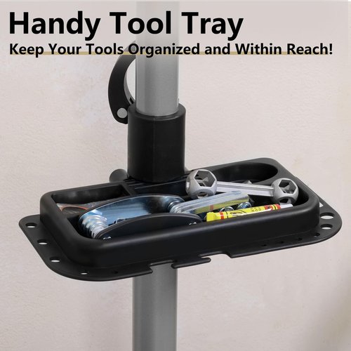 Urban Deco Metal Bike Repair Stand, 50 KG Capacity, Adjustable Height, 360° Swivel Clamp, Tool Tray Included ( Silver )