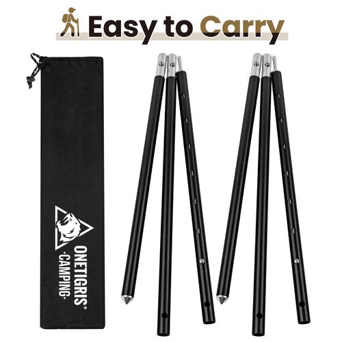 ONETIGRIS Upgraded Tent Poles – Set of 2 Adjustable Telescoping Tarp Poles, Aluminum Replacement Poles for Tent, Tarp, Canopy, Awning, Shelter, Heavy Duty Aluminum Alloy Camping Poles