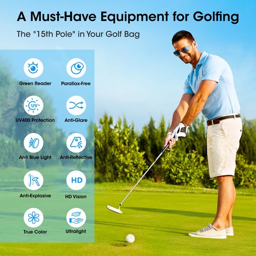 Xoxocos Premium Golf Sunglasses for Men - Polarized Lenses for Green Reading & Distance Judgment, UV400 Protection, Lightweight Frame for Golfing, Fishing & Driving