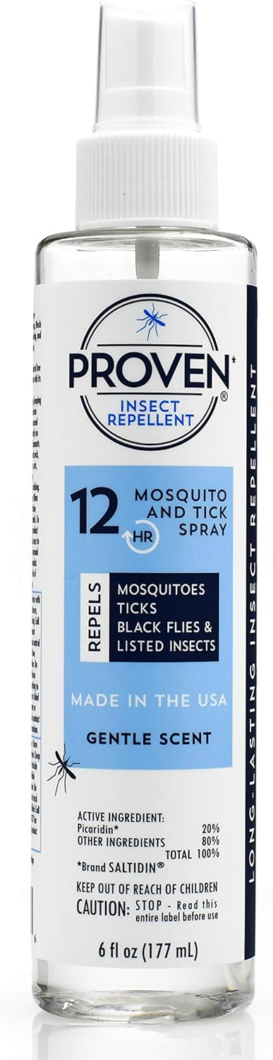 Proven Insect Repellent Spray, Keep Mosquitoes, Ticks and Flies Off, DEET Alternative Repellent, Up to 12-Hour Protection, Great for Camping or Hiking, 6 Ounce, Odorless Spray