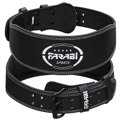 Farabi Sports Powerlifting Belt 100% Genuine Leather Weight Lifting Belt 4" wide Gym Belt Men and Women Weightlifting Belt for Gym Training Bodybuilding and Workout belt (Black, Medium)