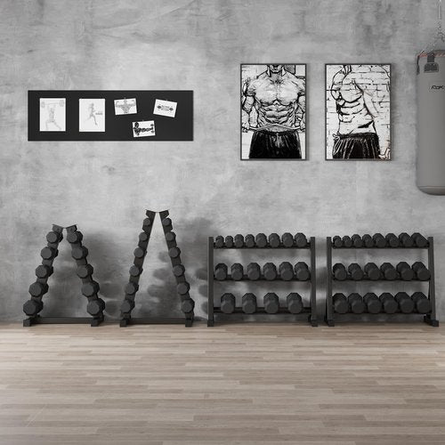 GarveeLife Premium Rubber Coated Hex Dumbbell Weight Set with Rack, Multiple Packages,210 lbs(6 pair) for Home Gym, Coated Hand Weights for Strength Training, Workouts