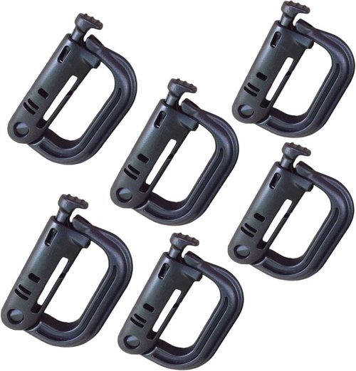 Jadedragon Multipurpose Tactical 360 Rotation D-Ring Clips/Locking Carabiner/Hydration Tube Clips/Elastic String Strap Management Tool for MOLLE Webbing Attachment Backpacks