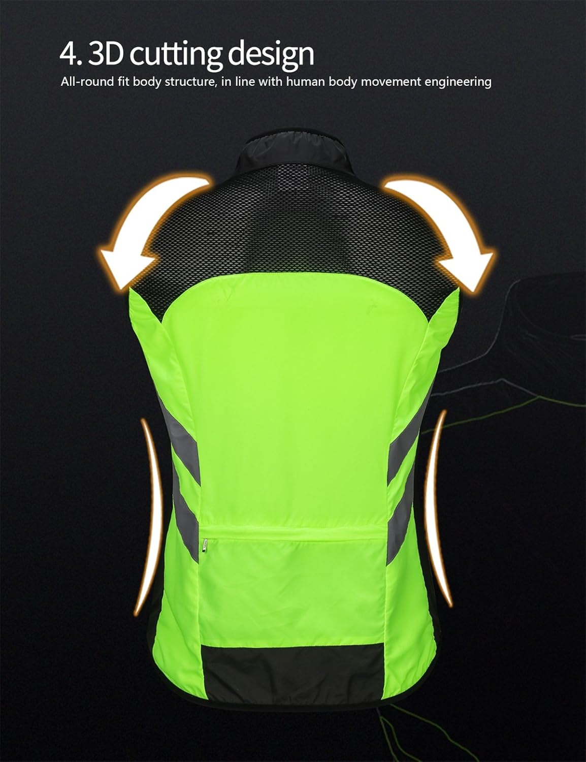 WOSAWE Men's High Visibility Cycling Wind Jacket Water Resistance Reflective Windbreaker