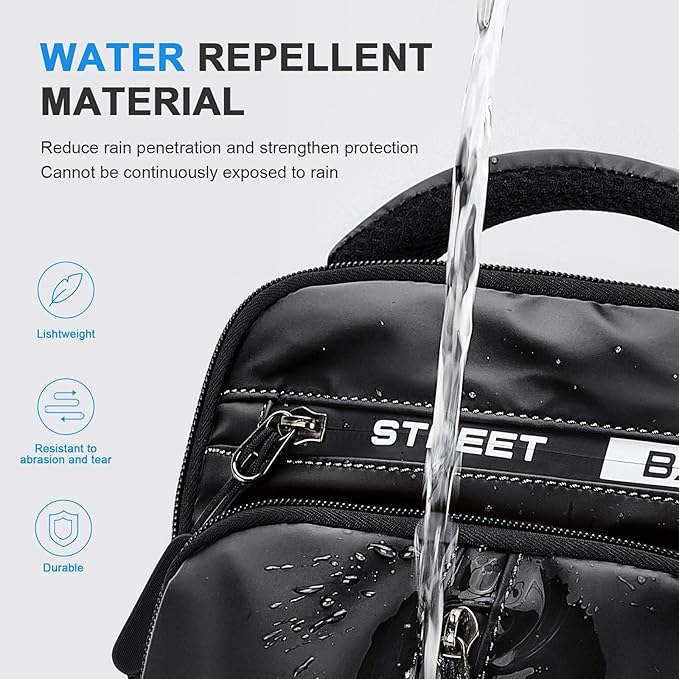 Small Black Sling Crossbody Bag for Men Women, Tactical Backpack Shoulder Daypack Mini Anti-Theft Motorcycle Chest Bags, Small One Strap Backpack for Casual Travel Hiking Outdoor Sports