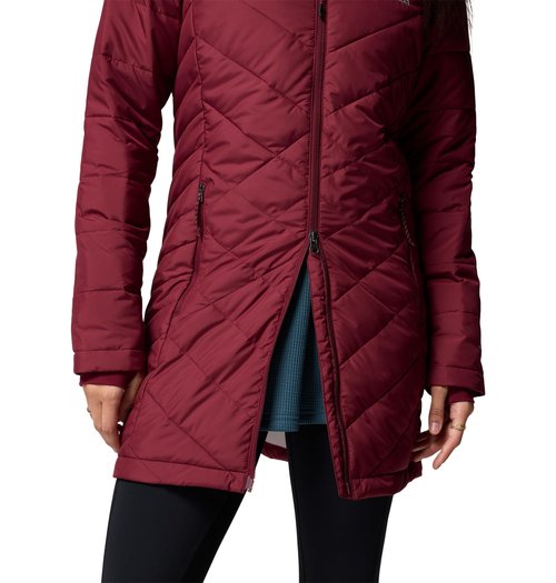 Columbia Womens Heavenly Long Hooded Puffer Jacket, Rich Wine, Medium