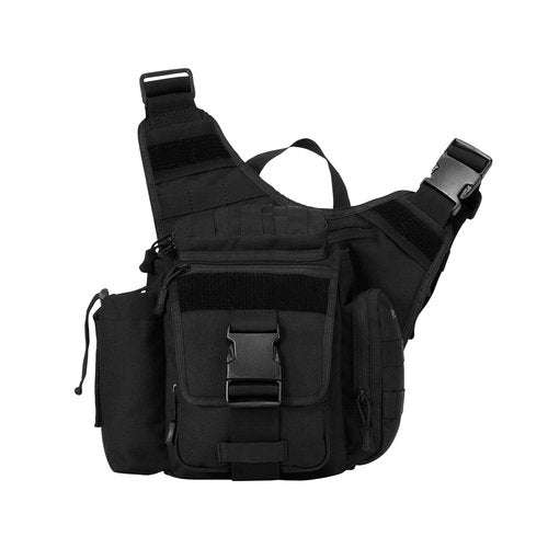 AMHEH Tactical Messenger Bag 10L Military Molle Crossbody Sling Backpack EDC Satchel with Multiple Pockets Waterproof for Men (Black)