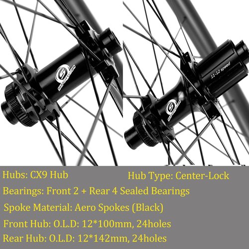 Superteam Carbon Gravel Wheelset 700c Disc Brake 38mm Depth Gravel Classic Bike Wheels with Center Lock Hub, Fit for 8/9/10/11/12 Speed