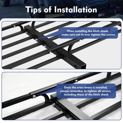 Donext 53" x 19" x 5" Hitch Cargo Carrier, 500 Lbs Heavy Duty Trailer Cargo Carrier Basket, Hitch Mount Cargo Carrier with Net, Strap, Tightener, Fits 2" Hitch Receiver for Car SUV Truck Pickup