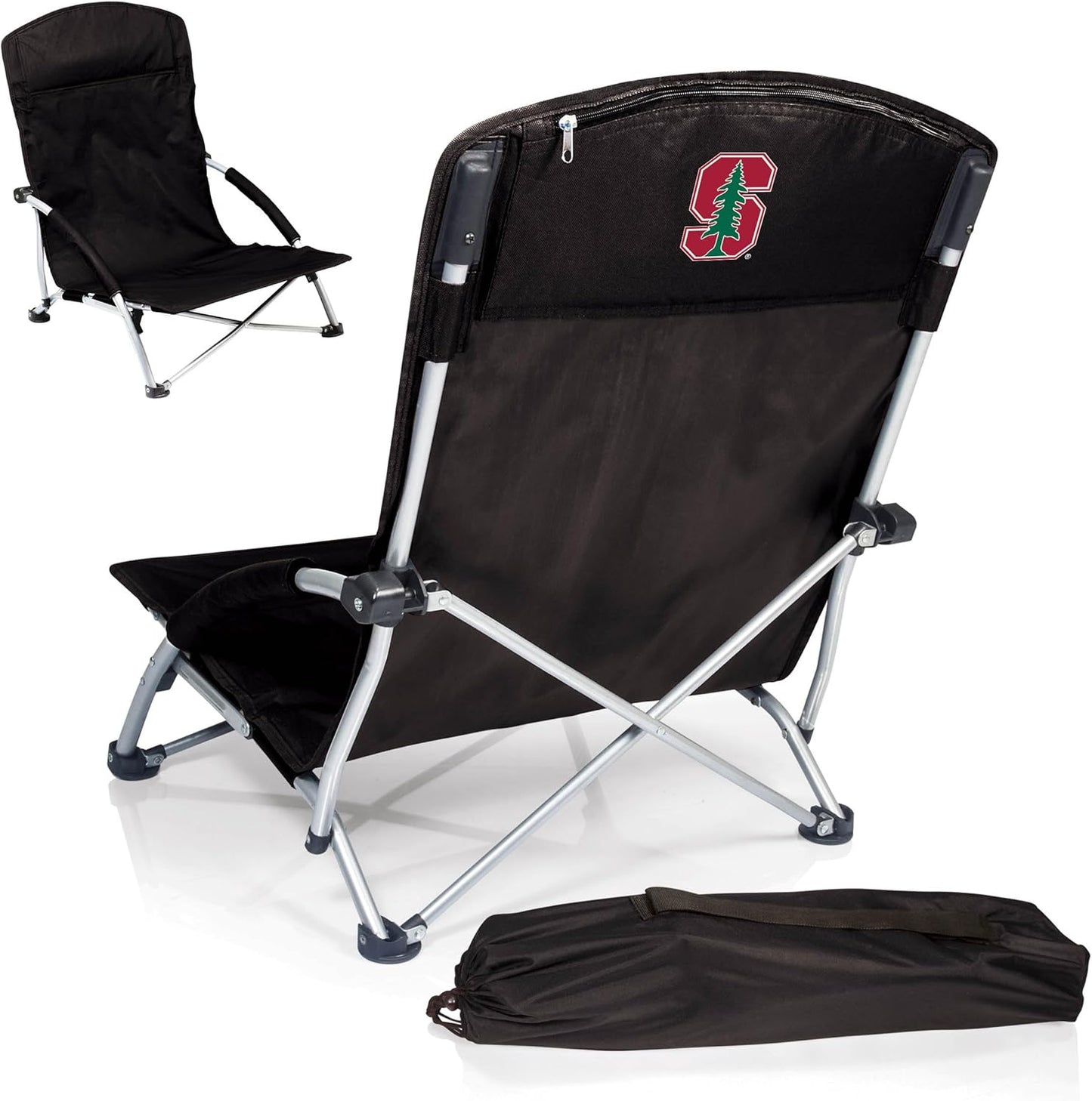 PICNIC TIME NCAA Tranquility Beach Chair with Carry Bag - Low Beach Chair for Adults - Low Lawn Chair