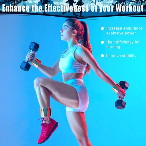 SWRONP Wrist Weights Set of 2(1LB Each),Ankle Weights for Women men,Adjustable Weighted Bracelet,Wearable arm and leg Weighted Bangles,for Yoga,Pilates,Walking,Strength Training,Gym Workouts,Running