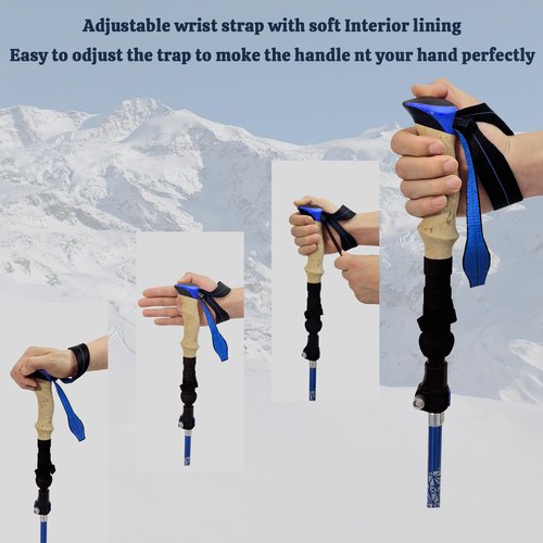 Colefunmit Trekking Poles Lightweight Collapsible Hiking Poles Folding Aluminum Walking Sticks 2 Walking Sticks for Hiking with Cork Grip (Blue, 51"-2pc)