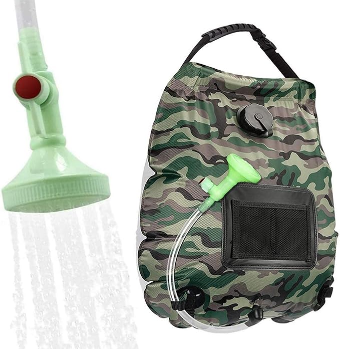 Solar Shower Bag | 5 Gal/20L Solar Heating Camping Shower Bag | Removable Hose | On-Off Switchable Shower Head | Ducha Portatil | Traveling Shower | Portable Shower for Beach Swimming, Hiking
