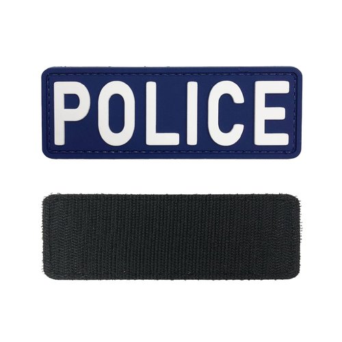 uuKen PVC Police Patch 4"x1.4" Navy Blue with Hook Fastener Back for Hat Bags Backpacks (Navy Blue)