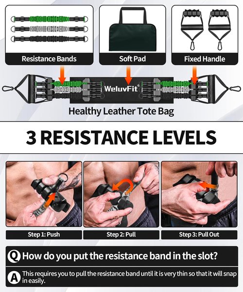 Pilates Bar Kit with Resistance Bands | Portable Multi-Functional Core Strength Training Home Gym Equipment with All-in-One Handbag at Home Gym | Removable Abs & Adjustable Straps for Travel
