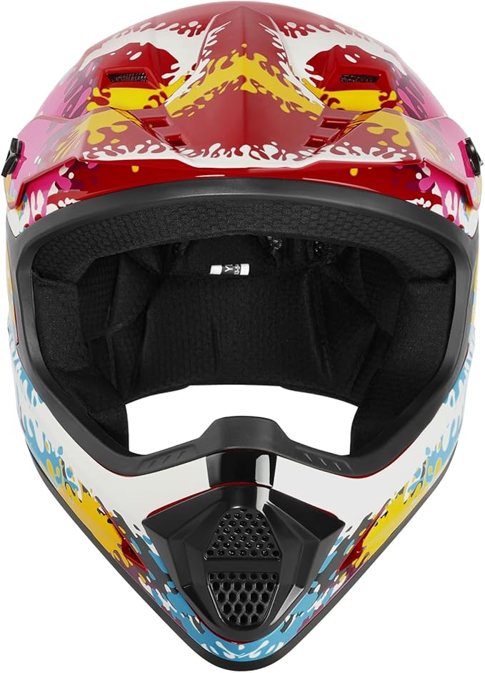 TCT-MOTORPARTS DOT Youth Kids Motocross ATV Full Face Helmets for Offroad Street Dirt Bike Go-Kart BMX MX Colorful Graffiti Medium