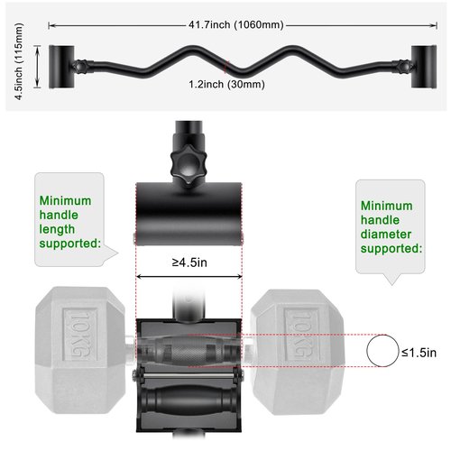 Kipika Adjustable Dumbbell to Barbell Converter - EZ Curling Bar Adapter - Versatile Weightlifting Equipment for Home Gym - Fits Standard Dumbbells - Holds up to 100 lbs per side
