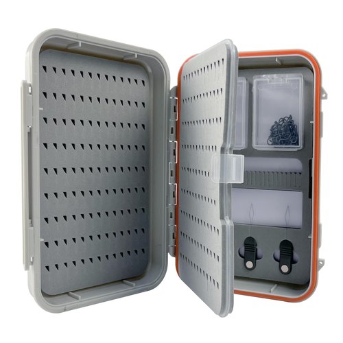 Aventik Large Capacity Waterproof Fly Fishing Box 4-Layer Foam Tackle Fishing Box for Freshwater Saltwater Streamer Storage with 2 Mini Hook box Piece Magnetic and Hook threader (H039X)