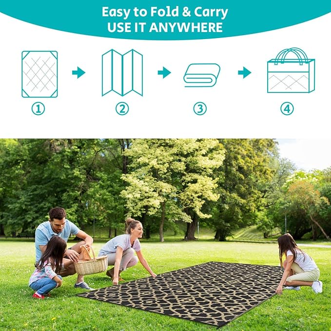 HEBE Outdoor Rug 5'x8' for Patios Waterproof Clearance Reversible Patio Mat Plastic Straw Rug RV Camping Mat Outside Area Rug Carpet for Camping RV,Porch,Deck,Balcony,Camper,Backyard